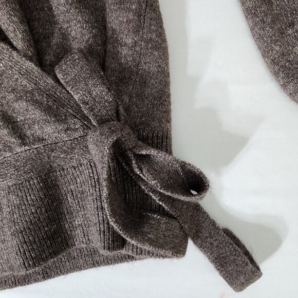 Loft Outlet Womens Sweater Faux Wrap Surplice Side Tie Brown Quiet Luxury MP - Picture 8 of 11